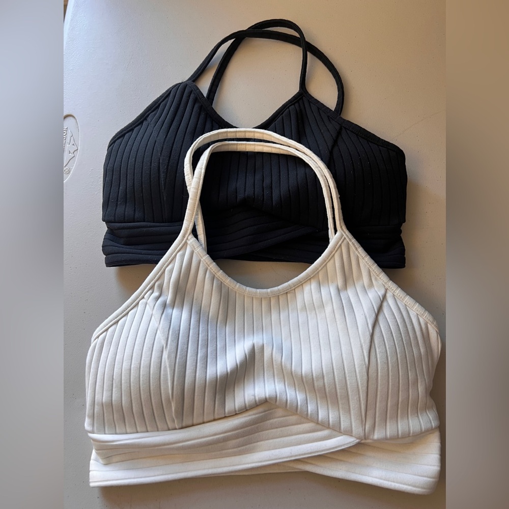 MICHI Ribbed Bandeau Set - Black and White